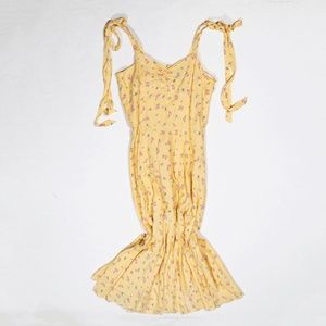 NEW Bardot Midi Bow Tie Yellow Ditsy Floral Flower Print Pattern Dress 8